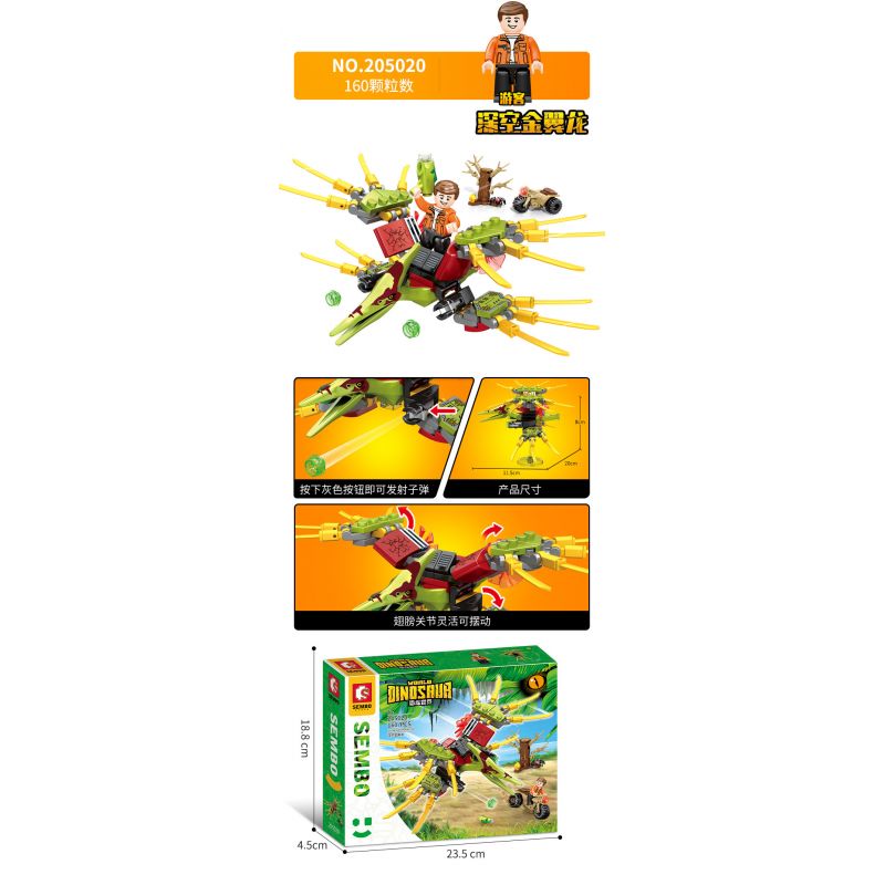 SEMBO 205017 205018 205019 205020 non  THẾ GIỚI KHỦNG LONG 4 PHONG CÁCH bộ đồ chơi xếp lắp ráp ghép mô hình DINOSAUR WORLD 654 khối
