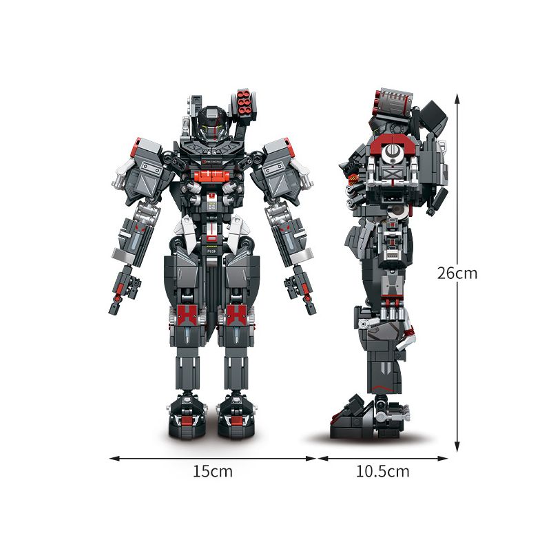 SEMBO 109007 non  LỒNG THẦN MU2 CÁ MẬP TRẮNG BÌNH MINH BA CHIỀU NẶNG-04 bộ đồ chơi xếp lắp ráp ghép mô hình Computer Games HEAVY-DUTY MECHA MU2 WHITE SHARK 04 Trò Chơi 802 khối