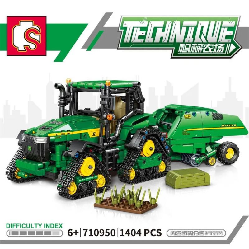 SEMBO 710950 non  TRANG TRẠI MÁY MÓC JOHN DEERE bộ đồ chơi xếp lắp ráp ghép mô hình 1404 khối