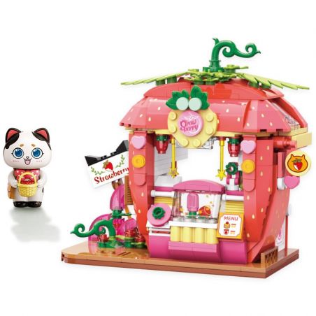 KEEPPLEY K28008 28008 non  NHÀ DÂU ?​SỮA bộ đồ chơi xếp lắp ráp ghép mô hình LOVELY STREET STRAWBERRY