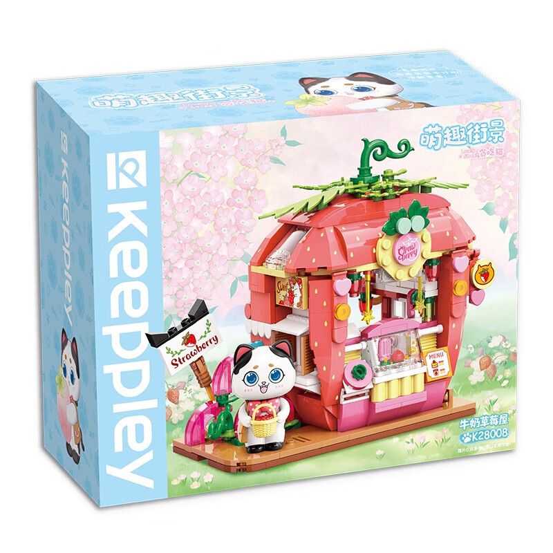 KEEPPLEY K28008 28008 non  NHÀ DÂU ?​SỮA bộ đồ chơi xếp lắp ráp ghép mô hình LOVELY STREET STRAWBERRY