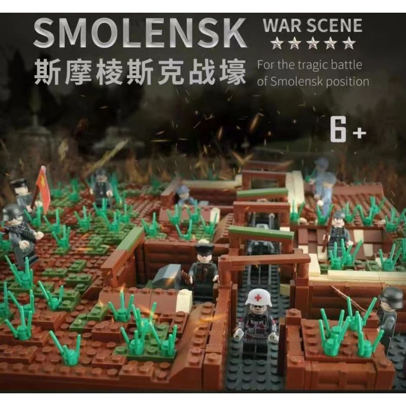 RONG LE 0701 non  CHIẾN HÀO SMOLENSK bộ đồ chơi xếp lắp ráp ghép mô hình Military Army FOR THE TRAGIC BATTLE OF SMOLENSK POSITION Quân Sự Bộ Đội 1800 khối