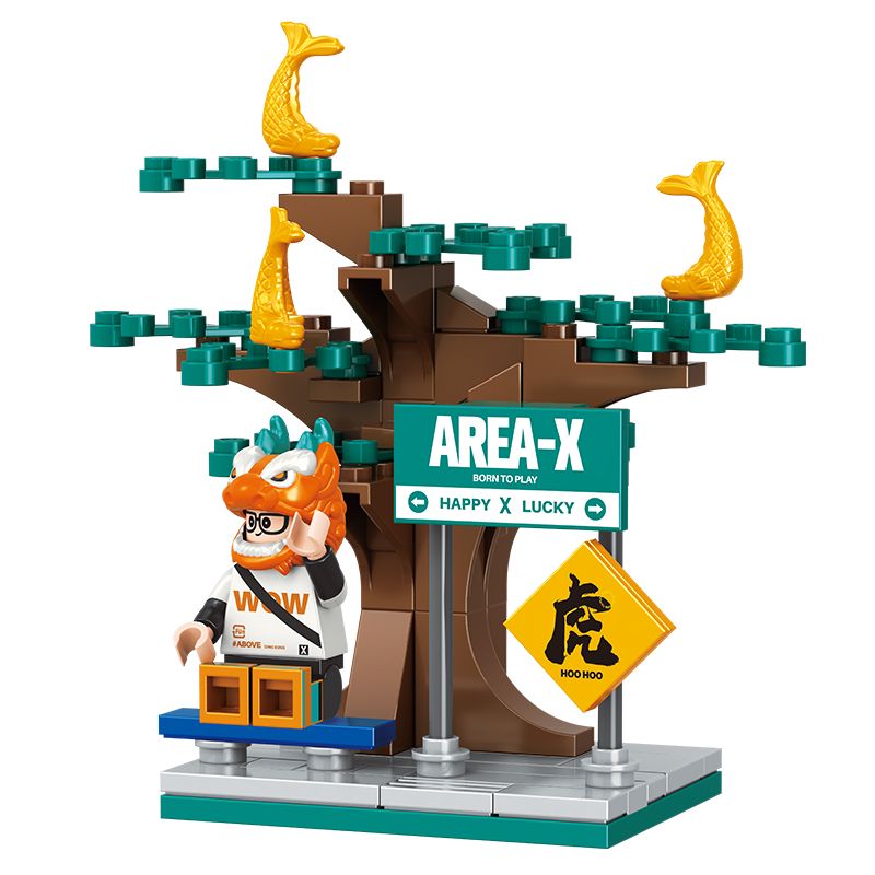 X AREA-X AX005 non Lego THÔNG XANH VÀ CÁ bộ đồ chơi xếp lắp ráp ghép mô hình Creator Sáng Tạo
