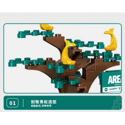 X AREA-X AX005 non  THÔNG XANH VÀ CÁ bộ đồ chơi xếp lắp ráp ghép mô hình Creator Sáng Tạo