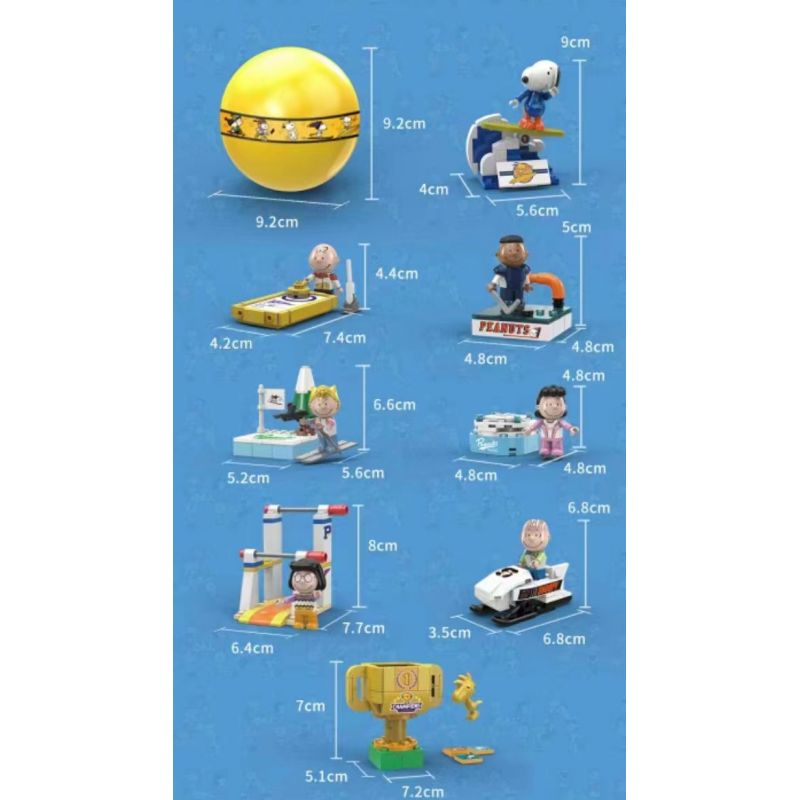 LINOOS LN8055 8055 non  HỘP MÙ SNOOPY 8 KIỂU bộ đồ chơi xếp lắp ráp ghép mô hình Movie & Game Phim Và Trò Chơi