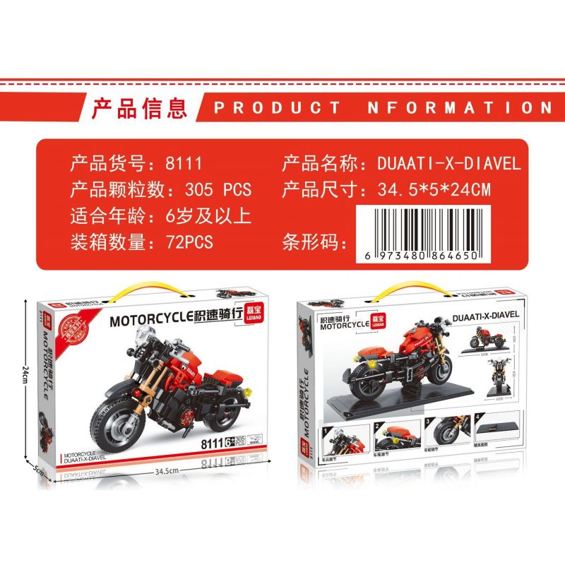 LEIBAO 8111 non  MÔ TÔ DUCATI XDIAVEL bộ đồ chơi xếp lắp ráp ghép mô hình Racers Đua Tốc Độ 305 khối