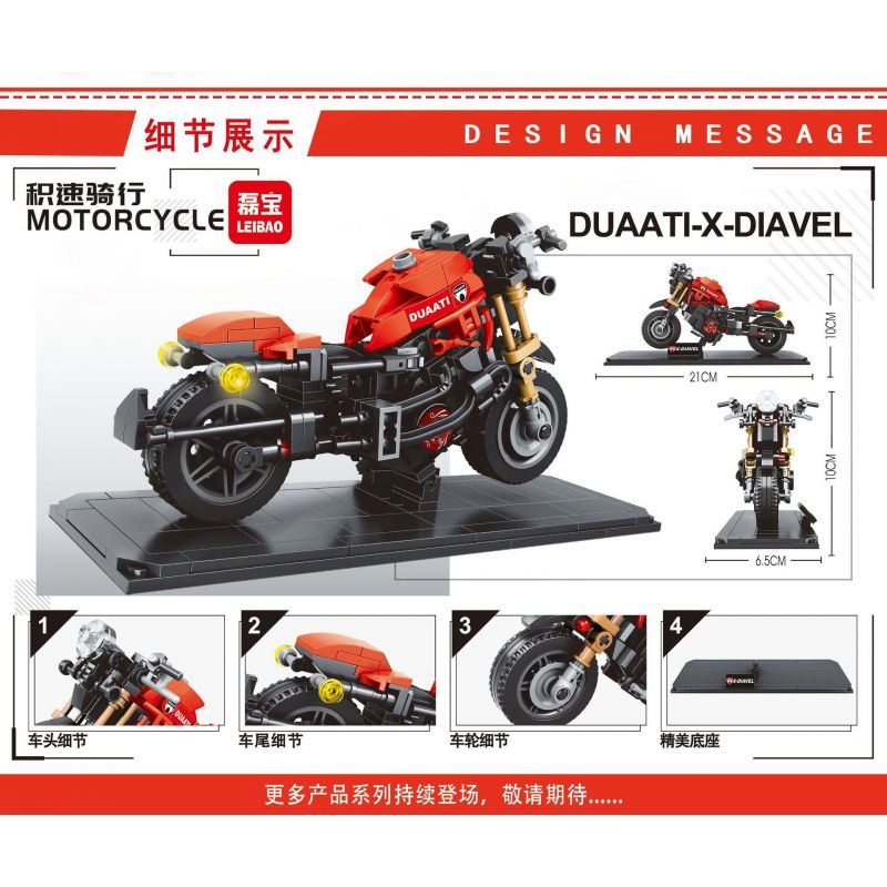 LEIBAO 8111 non  MÔ TÔ DUCATI XDIAVEL bộ đồ chơi xếp lắp ráp ghép mô hình Racers Đua Tốc Độ 305 khối