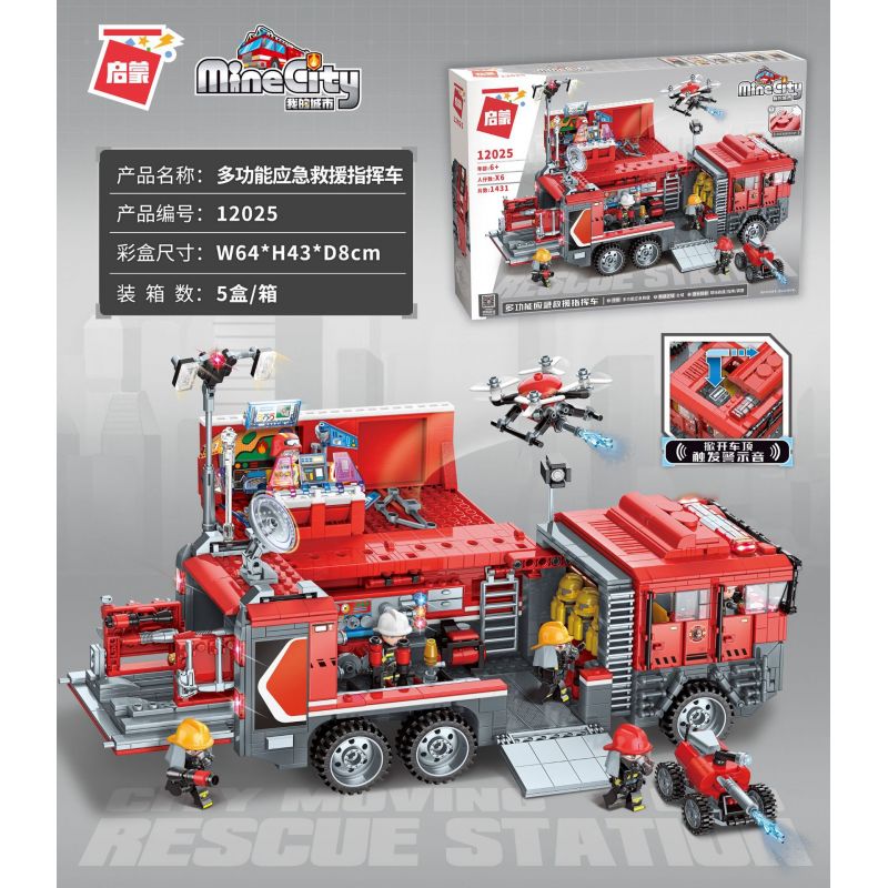 Enlighten 12025 Qman 12025 non  XE CHỈ HUY CỨU HỘ KHẨN CẤP ĐA CHỨC NĂNG bộ đồ chơi xếp lắp ráp ghép mô hình Minecity Thành Phố Mỏ 1431 khối