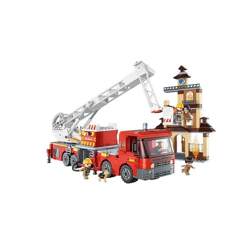 Enlighten 12024 Qman 12024 non Lego XE CỨU HỎA LEO NÚI ĐA CHỨC NĂNG bộ đồ chơi xếp lắp ráp ghép mô hình Minecity Thành Phố Mỏ 686 khối