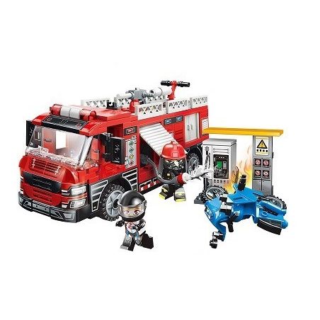 Enlighten 12022 Qman 12022 non  XE CHỮA CHÁY BỌT BỘT KHÔ bộ đồ chơi xếp lắp ráp ghép mô hình Minecity Thành Phố Mỏ 275 khối