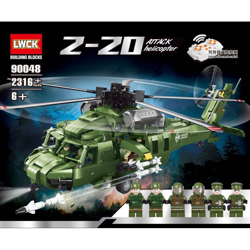 LWCK 90048 non  TRỰC THĂNG CHIẾN THUẬT CHUNG Z-20 bộ đồ chơi xếp lắp ráp ghép mô hình Z-20 ATTACK HELICOPTER 2316 khối