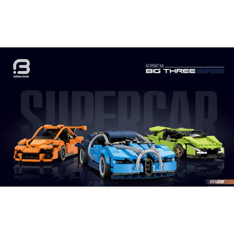 BRICK ELEMENT 19015 non  BÁCH LÝ HỒNG NGHĨA bộ đồ chơi xếp lắp ráp ghép mô hình SUPERCAR BIG THREE 1111 khối