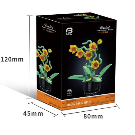 BRICK ELEMENT 19013B 19013A non  CHẬU CÂY PHONG LAN bộ đồ chơi xếp lắp ráp ghép mô hình ORCHID 71 khối