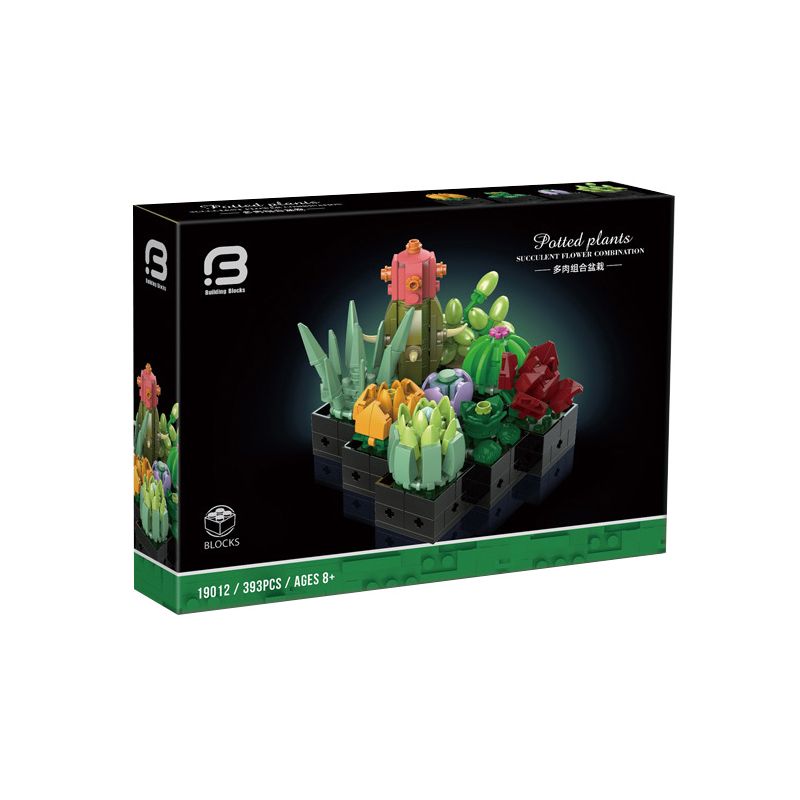 BRICK ELEMENT 19012 non  BÙI THẦN bộ đồ chơi xếp lắp ráp ghép mô hình PATTED PLANTS 393 khối