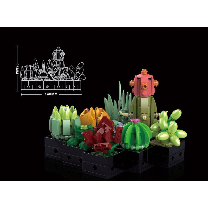 BRICK ELEMENT 19012 non  BÙI THẦN bộ đồ chơi xếp lắp ráp ghép mô hình PATTED PLANTS 393 khối