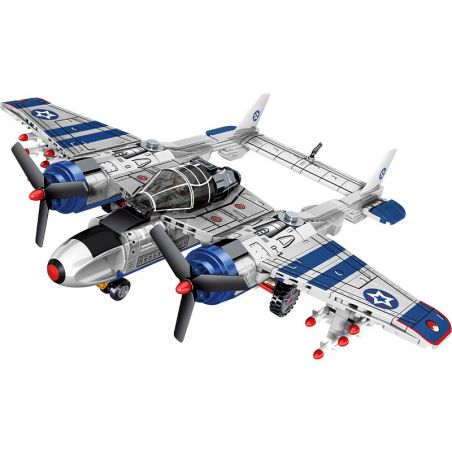 SEMBO 207105 non  US P38 (MÁY BAY CHIẾN ĐẤU CẬN ÂM LOẠI 1 CỦA MỸ) bộ đồ chơi xếp lắp ráp ghép mô hình Military Army SURVIVAL WARFARE Quân Sự Bộ Đội 479 khối