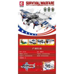 SEMBO 207105 non  US P38 (MÁY BAY CHIẾN ĐẤU CẬN ÂM LOẠI 1 CỦA MỸ) bộ đồ chơi xếp lắp ráp ghép mô hình Military Army SURVIVAL WARFARE Quân Sự Bộ Đội 479 khối