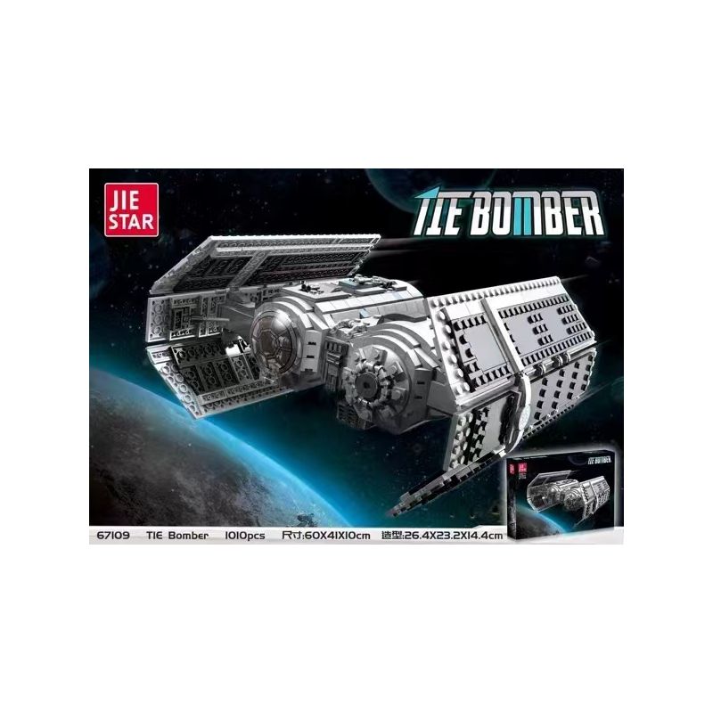 JIESTAR 67109 non  MÁY BAY NÉM BOM TITAN bộ đồ chơi xếp lắp ráp ghép mô hình Star Wars TIE BOMBER Chiến Tranh Giữa Các Vì Sao 1010 khối