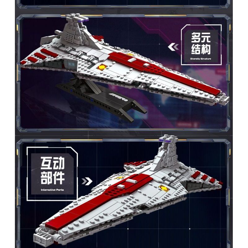 JIESTAR 67106 non  VENATO - TÀU TUẦN DƯƠNG TẤN CÔNG LỚP REPUBLIC bộ đồ chơi xếp lắp ráp ghép mô hình Star Wars VENATOR Chiến Tranh Giữa Các Vì Sao 960 khối