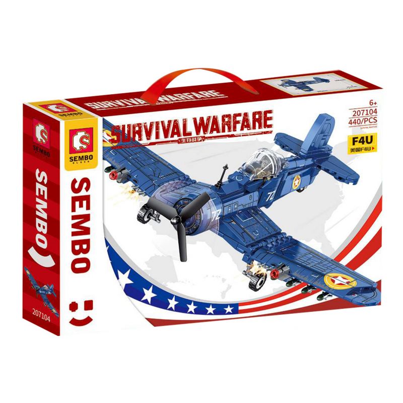 SEMBO 207104 non  MỸ F4U bộ đồ chơi xếp lắp ráp ghép mô hình Military Army SURVIVAL WARFARE Quân Sự Bộ Đội 440 khối