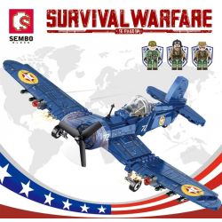 SEMBO 207104 non  MỸ F4U bộ đồ chơi xếp lắp ráp ghép mô hình Military Army SURVIVAL WARFARE Quân Sự Bộ Đội 440 khối