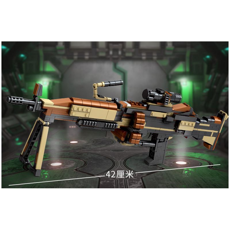 WOMA C0169 0169 non  SƠN NGỤY TRANG SÚNG MÁY TỰ ĐỘNG M249 TỔ HỢP bộ đồ chơi xếp lắp ráp ghép mô hình LORD OF WAR 718 khối