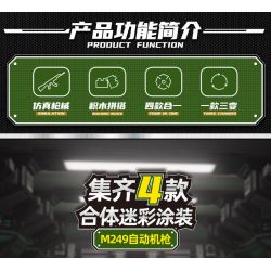 WOMA C0169 0169 non  SƠN NGỤY TRANG SÚNG MÁY TỰ ĐỘNG M249 TỔ HỢP bộ đồ chơi xếp lắp ráp ghép mô hình LORD OF WAR 718 khối