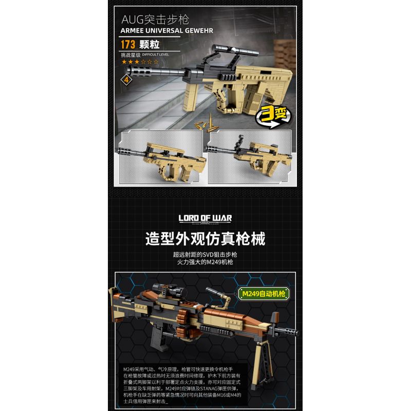 WOMA C0169 0169 non  SƠN NGỤY TRANG SÚNG MÁY TỰ ĐỘNG M249 TỔ HỢP bộ đồ chơi xếp lắp ráp ghép mô hình LORD OF WAR 718 khối