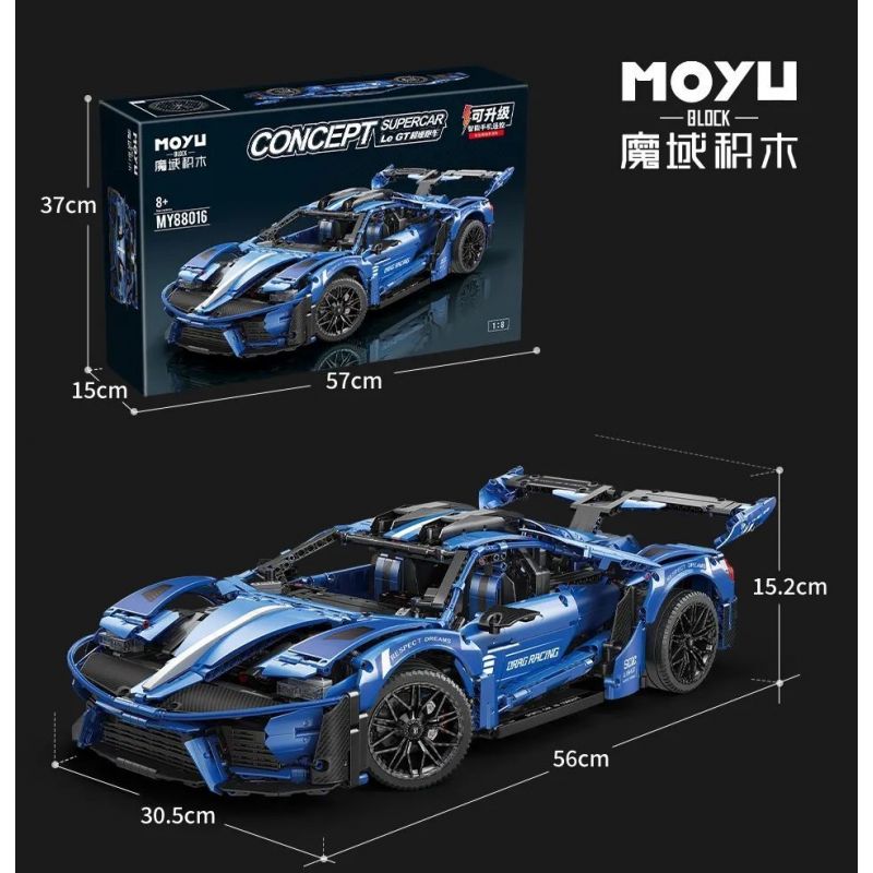 MOYU BLOCK MY88016 88016 non  SIÊU XE LE GT 1:8 tỷ lệ 1:8 bộ đồ chơi xếp lắp ráp ghép mô hình  CONCEPT SUPERCAR Kỹ Thuật Công Nghệ Cao Mô Hình Phương Tiện 3624 khối