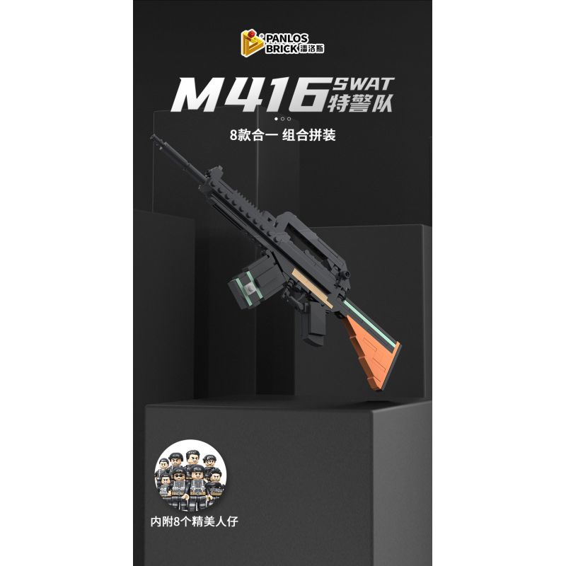 PanlosBrick 630004 Panlos Brick 630004 non  ĐỘI SWAT SÚNG TRƯỜNG M416 KẾT HỢP 8 bộ đồ chơi xếp lắp ráp ghép mô hình Military Army Quân Sự Bộ Đội 346 khối