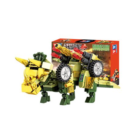 WISE BLOCK HA389708 389708 non  TAI NẠN CƠ TRICERATOPS bộ đồ chơi xếp lắp ráp ghép mô hình DINOSAUR 244 khối
