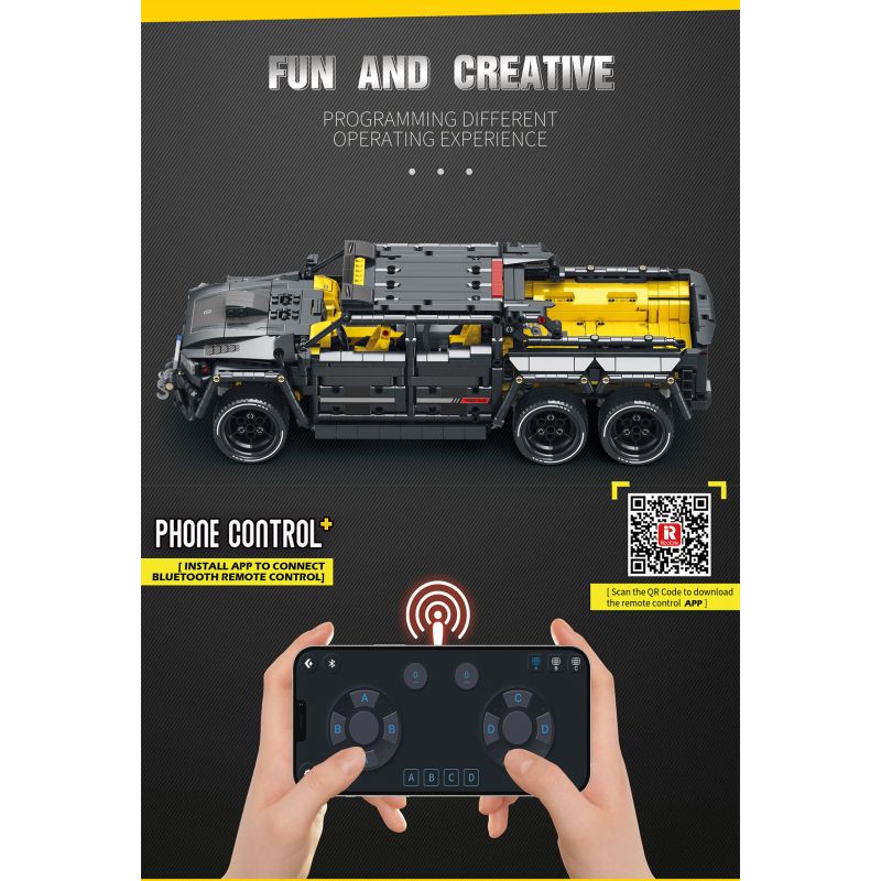 REOBRIX 11001 non  BRABUS G700 6X6 bộ đồ chơi xếp lắp ráp ghép mô hình  G-700（6X6 OFF ROAD） Kỹ Thuật Công Nghệ Cao Mô Hình Phương Tiện 2162 khối
