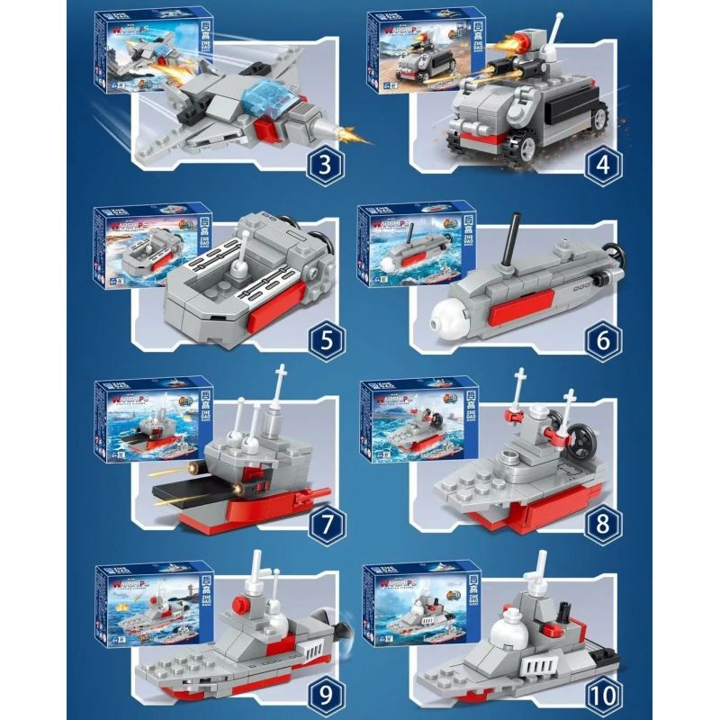 ZHEGAO QL2124 2124 non  KẺ HỦY DIỆT 16 TỔ HỢP bộ đồ chơi xếp lắp ráp ghép mô hình Military Army WARSHIP FIGHTING PIONEER Quân Sự Bộ Đội