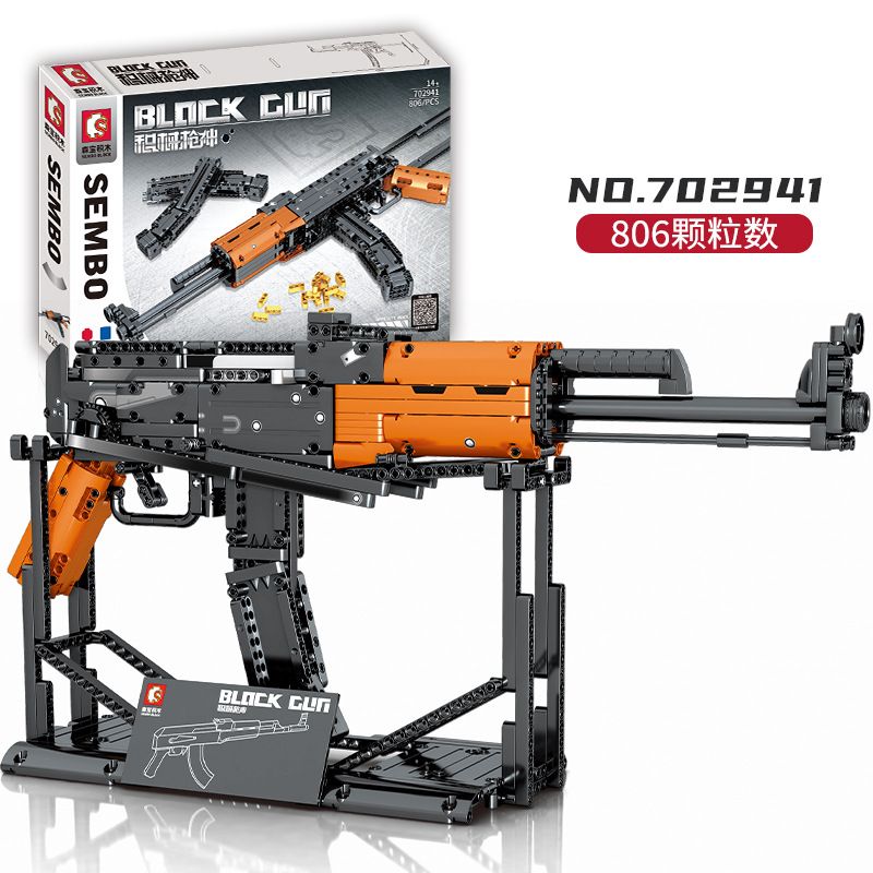 SEMBO 702941 non  SÚNG TIỂU LIÊN KIỂU 56 bộ đồ chơi xếp lắp ráp ghép mô hình BLOCK GUN 806 khối