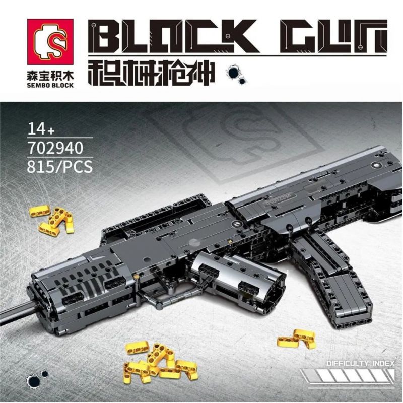 SEMBO 702940 non  SÚNG TIỂU LIÊN QCW05 bộ đồ chơi xếp lắp ráp ghép mô hình BLOCK GUN 815 khối