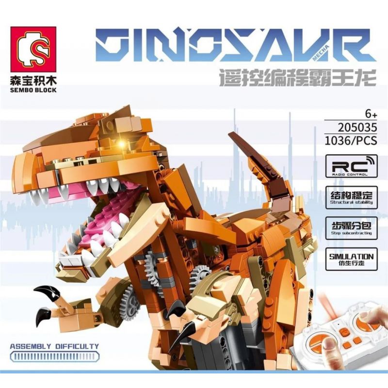 SEMBO 205035 non  LẬP TRÌNH TỪ XA TYRANNOSAURUS REX bộ đồ chơi xếp lắp ráp ghép mô hình  DINOSAUR Kỹ Thuật Công Nghệ Cao Mô Hình Phương Tiện 1036 khối