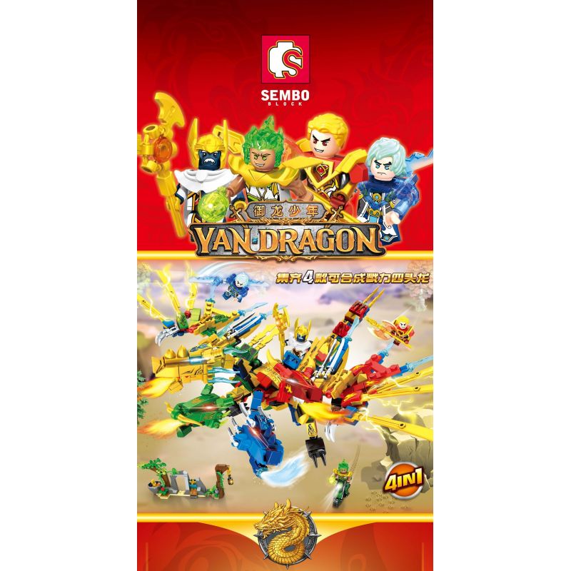 SEMBO 206021 206022 206023 206024 non  RỒNG BỐN ĐẦU bộ đồ chơi xếp lắp ráp ghép mô hình YAN DRAGON 807 khối