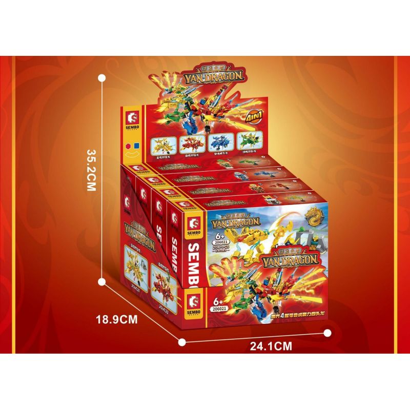 SEMBO 206021 206022 206023 206024 non  RỒNG BỐN ĐẦU bộ đồ chơi xếp lắp ráp ghép mô hình YAN DRAGON 807 khối