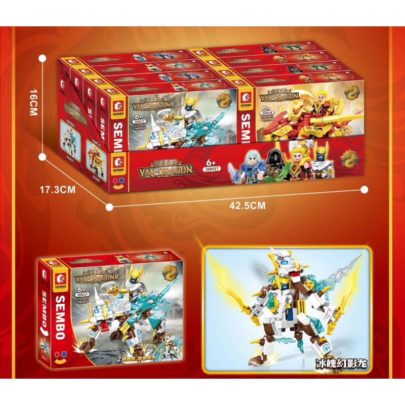 SEMBO 206017 206018 206019 206020 non  CHÚ BÉ RỒNG HOÀNG GIA 4 KIỂU bộ đồ chơi xếp lắp ráp ghép mô hình YAN DRAGON 693 khối