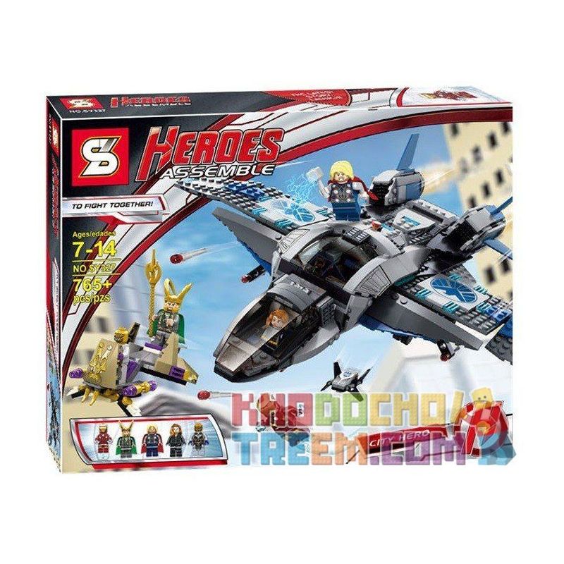 NOT Lego QUINJET AERIAL BATTLE 6869 SHENG YUAN SY SY327 xếp lắp ráp ghép mô hình TRẬN CHIẾN TRÊN KHÔNG CỦA PHI THUYỀN SIÊU ANH HÙNG QUINJET Marvel Super Heroes Siêu Anh Hùng Marvel 735 khối