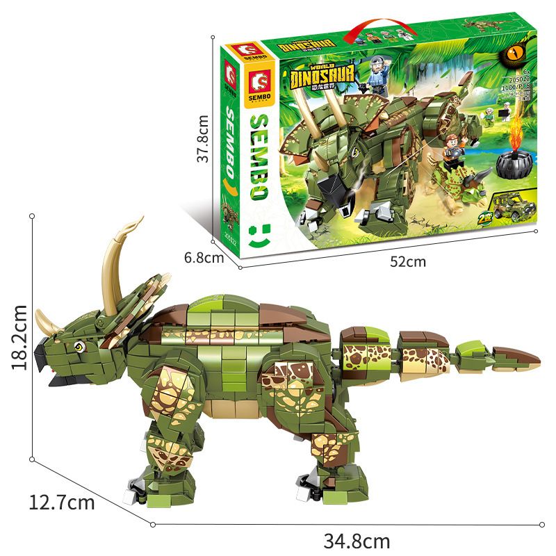 SEMBO 205022 non  THẾ GIỚI KHỦNG LONG TRICERATOPS bộ đồ chơi xếp lắp ráp ghép mô hình Jurassic World WORLD DINOSAUR 1100 khối