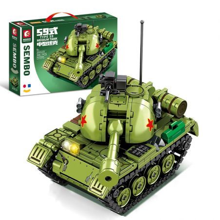 SEMBO 203119 non  XE TĂNG HẠNG TRUNG KIỂU 59 bộ đồ chơi xếp lắp ráp ghép mô hình Military Army TYPE 59 MEDIUM TANK Quân Sự Bộ Đội 366 khối
