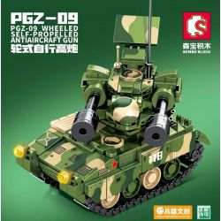SEMBO 203118 non  PHÁO PHÒNG KHÔNG TỰ HÀNH BÁNH LỐP PGZ-09 bộ đồ chơi xếp lắp ráp ghép mô hình Military Army PGZ-09 WHEELED SELF-PROPELLED ANTIAIRCRAFT GUN Quân Sự Bộ Đội 408 khối