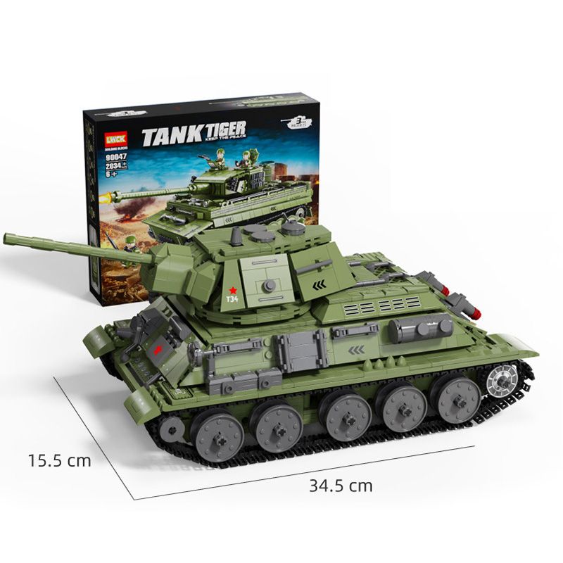 LWCK 90046 non Lego XE TĂNG T-34 bộ đồ chơi xếp lắp ráp ghép mô hình Military Army TANK T34 Quân Sự Bộ Đội 2136 khối