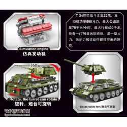 LWCK 90046 non  XE TĂNG T-34 bộ đồ chơi xếp lắp ráp ghép mô hình Military Army TANK T34 Quân Sự Bộ Đội 2136 khối