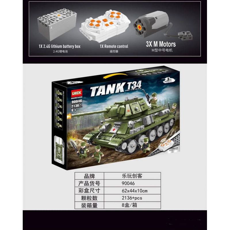LWCK 90046 non  XE TĂNG T-34 bộ đồ chơi xếp lắp ráp ghép mô hình Military Army TANK T34 Quân Sự Bộ Đội 2136 khối
