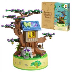 PanlosBrick 656017 Panlos Brick 656017 non  HỘP NHẠC LÃNG MẠN TRONG NGÔI NHÀ TRÊN CÂY bộ đồ chơi xếp lắp ráp ghép mô hình CREATIVE MUSIC BOX 591 khối