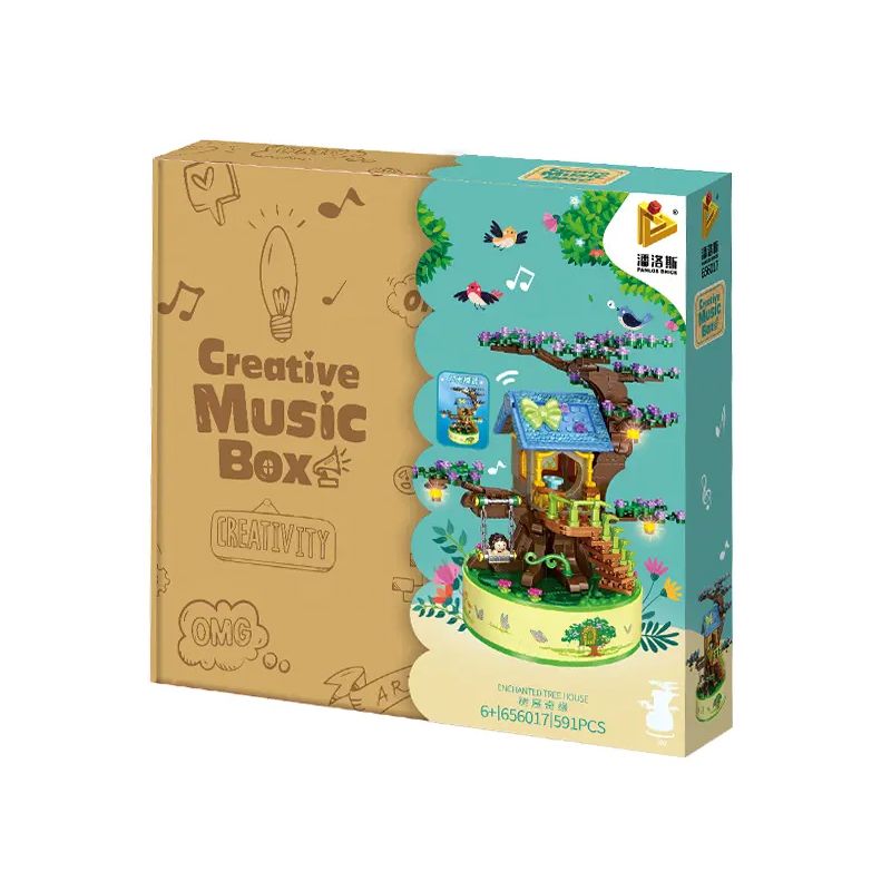 PanlosBrick 656017 Panlos Brick 656017 non  HỘP NHẠC LÃNG MẠN TRONG NGÔI NHÀ TRÊN CÂY bộ đồ chơi xếp lắp ráp ghép mô hình CREATIVE MUSIC BOX 591 khối