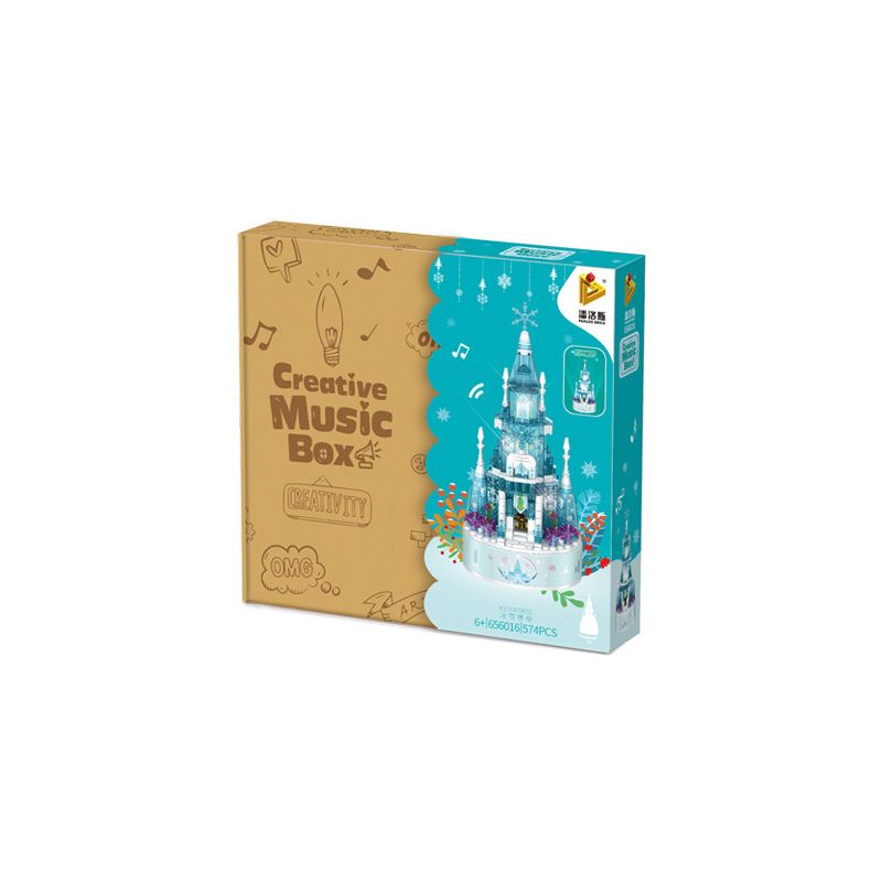 PanlosBrick 656016 Panlos Brick 656016 non  PHÁO ĐÀI TUYẾT bộ đồ chơi xếp lắp ráp ghép mô hình Frozen CREATIVE MUSIC BOX Nữ Hoàng Băng Giá 574 khối