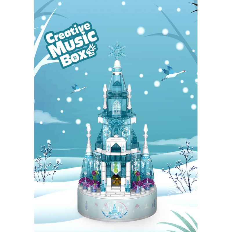 PanlosBrick 656016 Panlos Brick 656016 non  PHÁO ĐÀI TUYẾT bộ đồ chơi xếp lắp ráp ghép mô hình Frozen CREATIVE MUSIC BOX Nữ Hoàng Băng Giá 574 khối